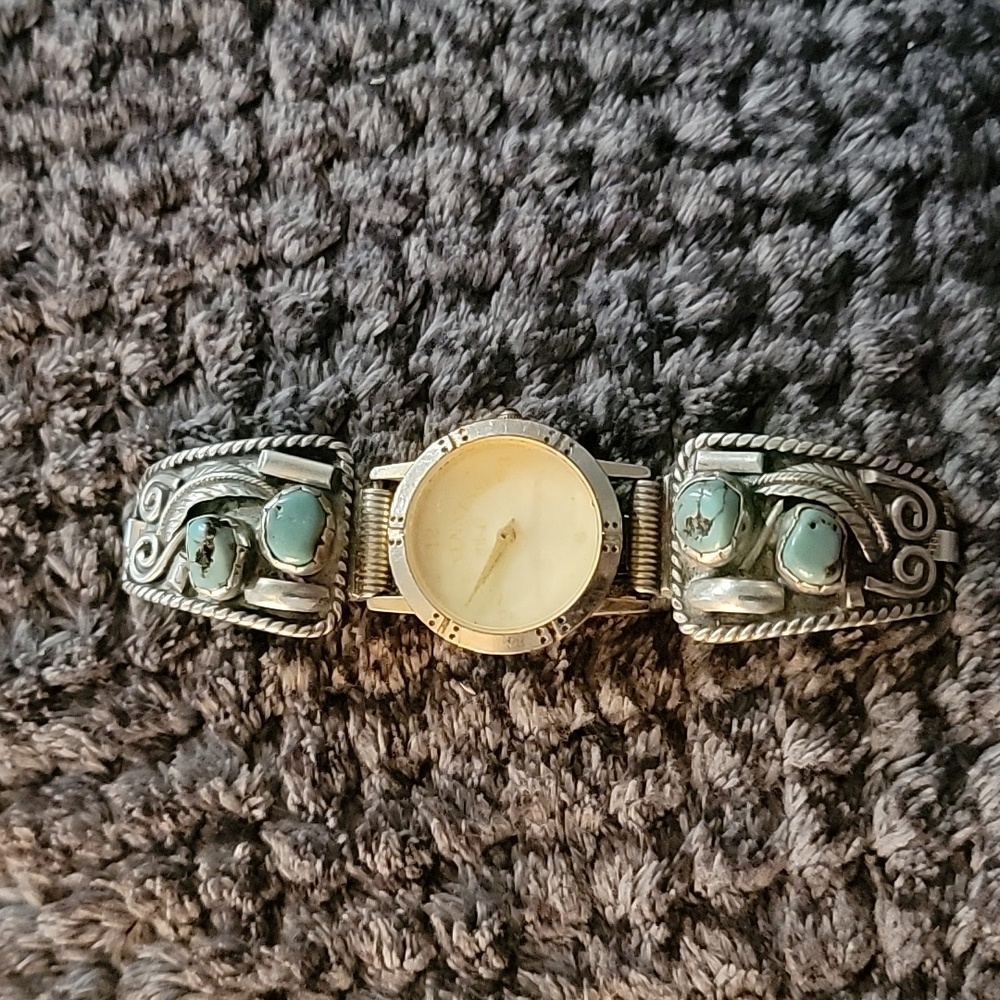 Turquoise and silver watch